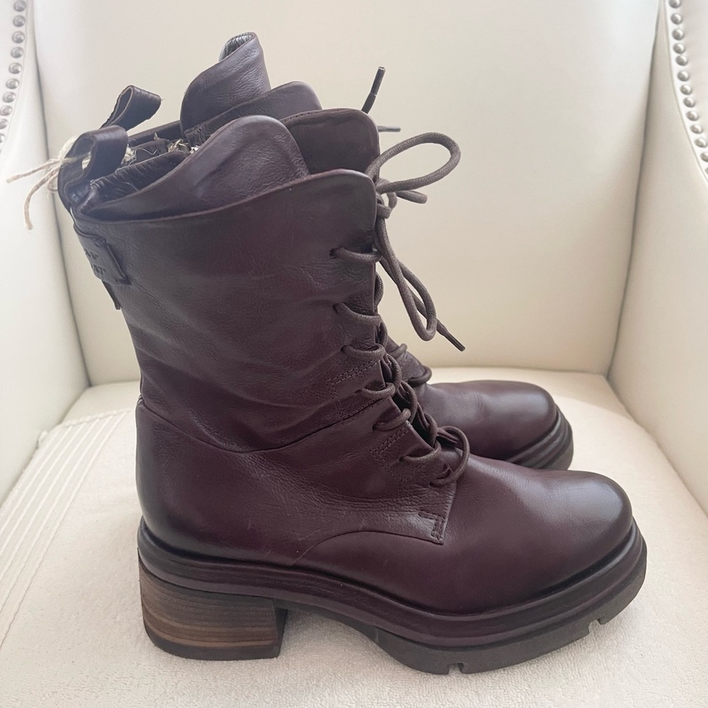 A.S.98 Women's Elvin Combat Boots - Dark Plum